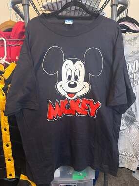 Vintage 90s Mickey Mouse T-Shirt Black Mens Sz 2XL XXL Made in USA Jerzees Brand